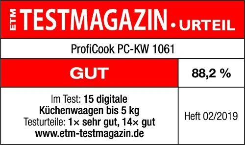 Virtuvinės svarstyklės Clatronic ProfiCook PC-KW 1061 Juodas, Nerūdijantis plienas Rectangle Electronic kitchen scale
