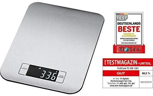 Virtuvinės svarstyklės Clatronic ProfiCook PC-KW 1061 Juodas, Nerūdijantis plienas Rectangle Electronic kitchen scale