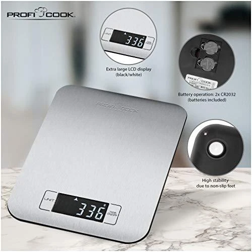 Virtuvinės svarstyklės Clatronic ProfiCook PC-KW 1061 Juodas, Nerūdijantis plienas Rectangle Electronic kitchen scale