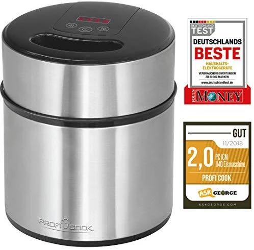 Profi Cook ProfiCook 501140 ice cream maker 1.8 L Juodas,Nerūdijantis plienas 12 W