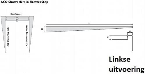 Profiliuotis ACO ShowerStep, metalo matinė, 1490/12.5/36 mm, kairinis