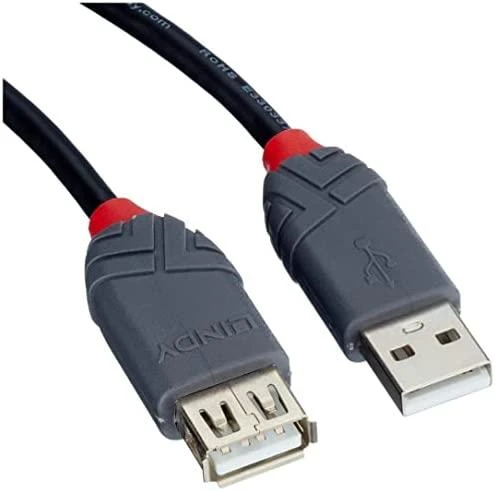 USB Prailginimo Laidas - LINDY Anthra Line USB 2.0 Type M/F Laidas, 3 m, Juodas