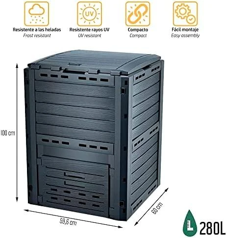 PROSPERPLAST komposto dėžė 280L ANTRACYT COMPOGREEN WOODY