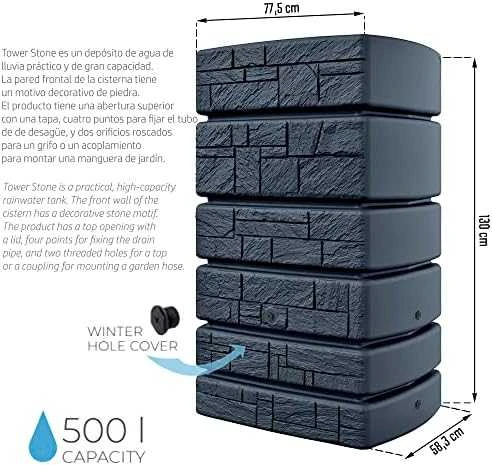 Prosperplast Talpa lietaus vandeniui Tower Stone IDTST500-S433 500L, antracito spalvos