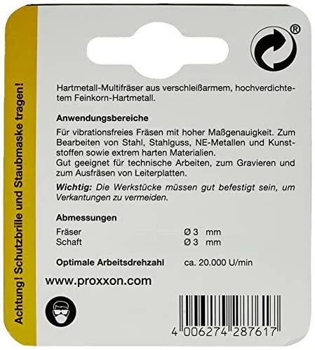Volframo karbido freza 3mm PROXXON
