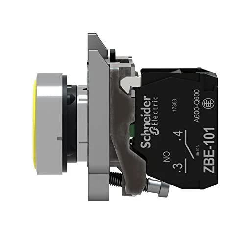 Schneider Electric valdymo mygtukas 22mm geltona spyruoklinis grąžinimas 1Z (XB4BA51)