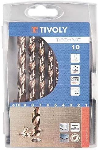Grąžtas Tivoly Metalo grąžtų rinkinys HSS-Co pilnai šlifuoti Clipster PRO 10vnt Ø1-10mm 5% kobalto