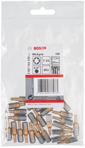 Bosch Torx antgalis T15, I=25mm 25 vnt., MAXgrip