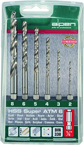 Grąžtas Alpen Twist gręžimo rinkinys (2-8 MM) HSS-G 1/4 colio velenas plienui, ketui, spalvotiesiems metalams, metalui