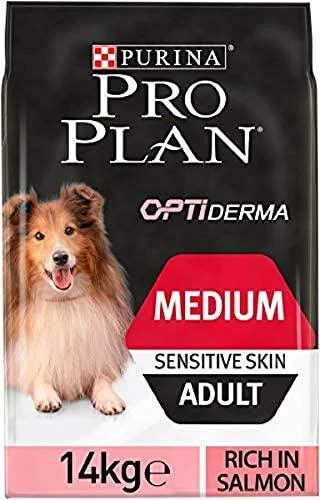 Purina Pro Plan OPTIDERMA dog adult Medium Sensitive Skin 14 kg, suaugusių vidutinių veislių, turinčių jautrią odą šunų sausas pašaras 12367239