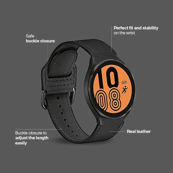 Išmaniojo laikrodžio Samsung Galaxy Watch 4/4 Classic odinis dirželis, Juodos spalvos