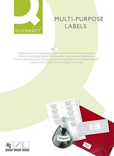 Q-Connect Labels universalus Q-CONNECT, 70x42,3mm, stačiakampis, balta 100 lapų.