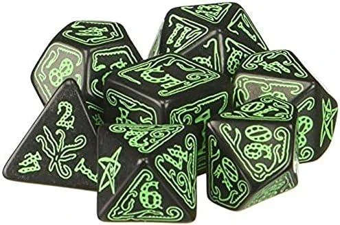 Q Workshop Call Of Cthulhu Kauliukų Rinkinys Juodos Ir Žalios Spalvos