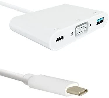 USB-C į VGA ir USB adapteris su trimis jungtimis