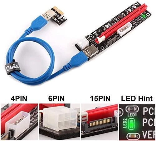 QOLTEC 55501 Qoltec Riser PCi-E 1x - 16x USB 3.0 SATA / PCI-E 6pin