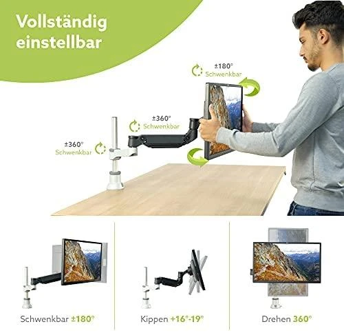 Laikiklis R-Go Tools R-Go Monitorarm 0"-40" 1TFT Max.9KG Caparo 4 Gasfeder sidabrinis
