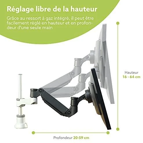 Laikiklis R-Go Tools R-Go Monitorarm 0"-40" 1TFT Max.9KG Caparo 4 Gasfeder sidabrinis