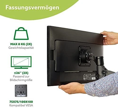 Laikiklis R-GO Tools 2 monitorių iki 26 "Zepher 4 C2 (RGOVLZE4TWSI)