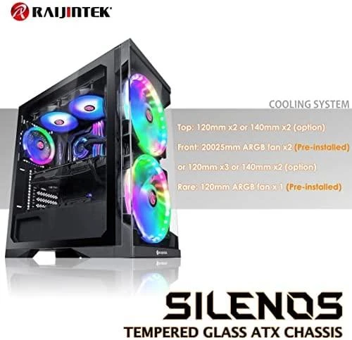 Raijintek Silenos Pro A-RGB Midi Tower - juodas