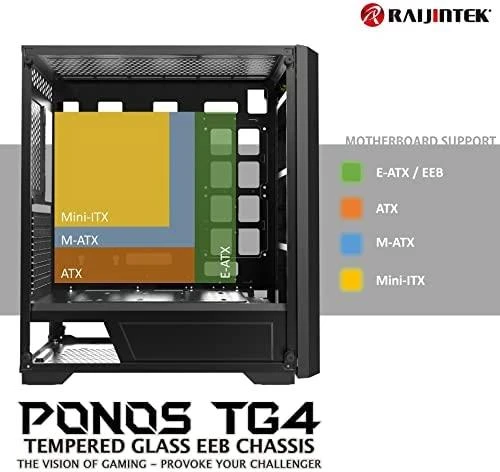 Raijintek PONOS TG4 korpusas - juodas