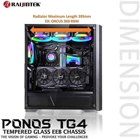 Raijintek PONOS TG4 korpusas - juodas