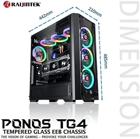 Raijintek PONOS TG4 korpusas - juodas