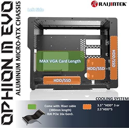 Raijintek Ophion M Evo TGS Micro-ATX kompiuterio korpusas, Tempered Glass - juodos spalvos