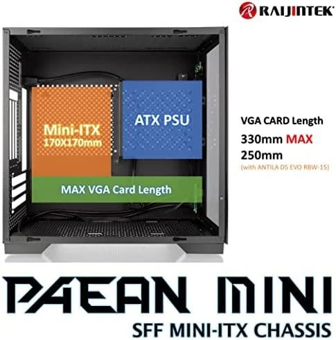 Raijintek PAEAN MINI Mini-ITX dėklas, grūdintas stiklas - juodas