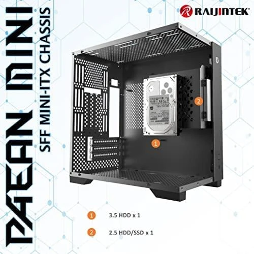 Raijintek PAEAN MINI Mini-ITX dėklas, grūdintas stiklas - juodas