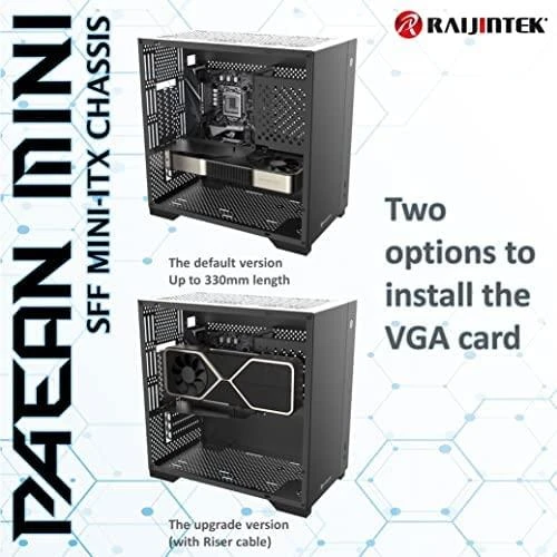 Raijintek PAEAN MINI Mini-ITX dėklas, grūdintas stiklas - juodas