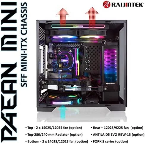 Raijintek PAEAN MINI Mini-ITX dėklas, grūdintas stiklas - juodas