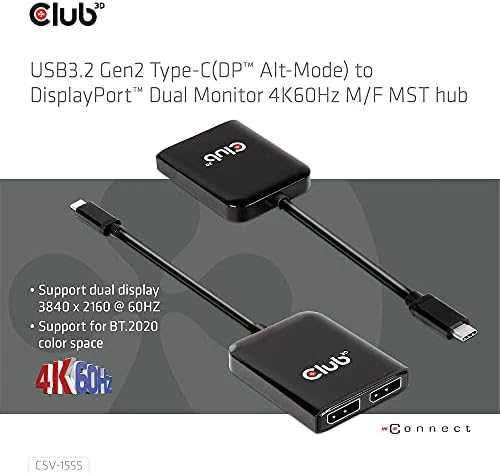 Club 3D Club3D delninis MST USB-C yra DisplayPort, 4K60Hz (M/F)