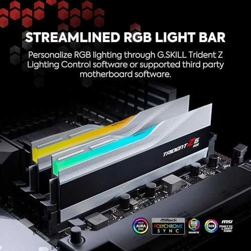 RAM Atminties Modulis - G.Skill Trident Z5 RGB DDR5 32GB (2x16GB) 7200MHz Sidabrinė