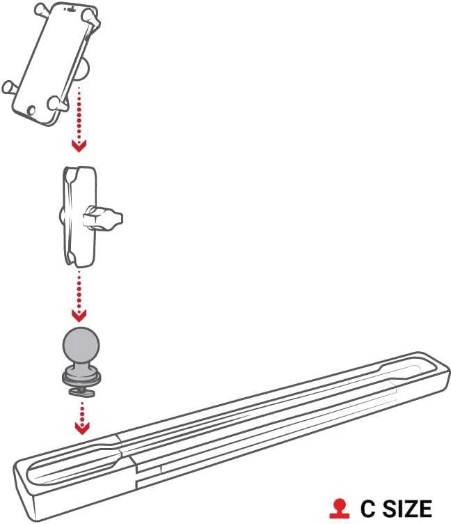 Ram Mounts RAM 1,5" vikšrinis rutulys SU T-VARŽTO PRIJUNGIMU