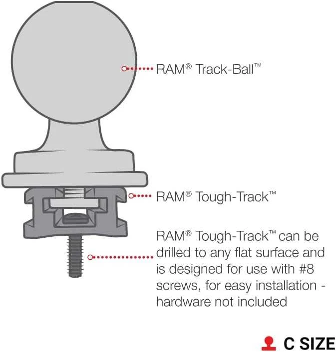 Ram Mounts RAM 1,5" vikšrinis rutulys SU T-VARŽTO PRIJUNGIMU