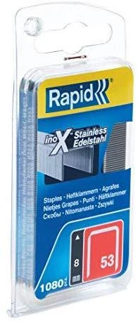 Kabės Rapid; 11,4x8 mm; 1080 vnt.; tipas 53; nerūdijančio plieno