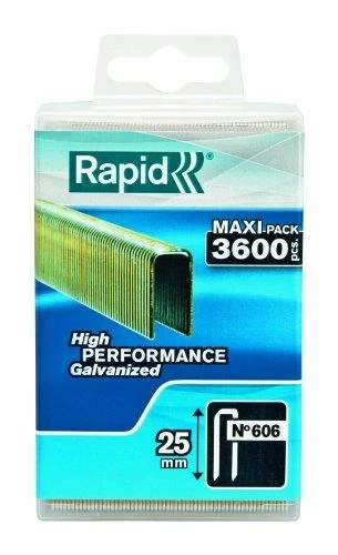 Kabės 606/25 3600vnt.6,0x1,1mm, juodos, plastikinė pak., Rapid