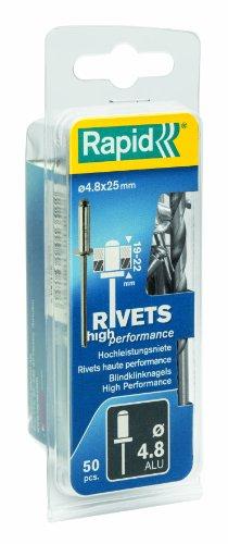 Kniedės aukštos kokybės Al 4,8x25mm 50vnt + Drill C, Rapid