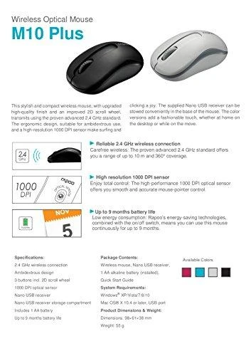 RAPOO Wireless Entry level 3 mygtukai Pelė M10+
