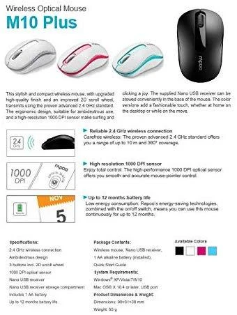 RAPOO Wireless Entry level 3 mygtukai Pelė M10+