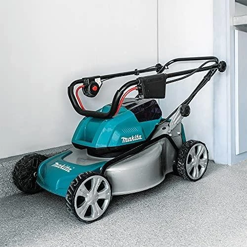 Makita akumuliatorinė vejapjovė DLM460Z 2x18 V, 46 cm, 3 viename (pjovimas / surinkimas / mulčiavimas), plieno korpusas, be akumuliatoriaus ir kroviklio