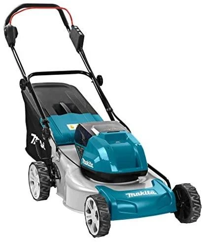 Makita akumuliatorinė vejapjovė DLM460Z 2x18 V, 46 cm, 3 viename (pjovimas / surinkimas / mulčiavimas), plieno korpusas, be akumuliatoriaus ir kroviklio