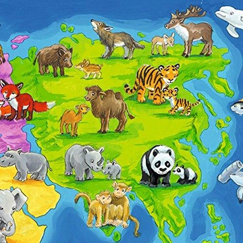Ravensburger Dėlionė 30 vnt. - Pasaulio žemėlapis su gyvūnais