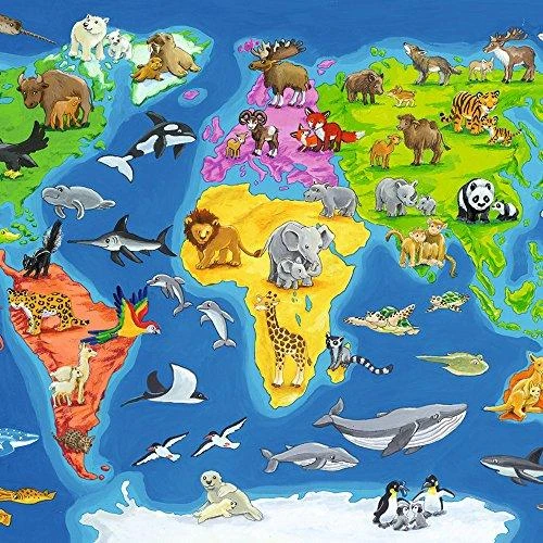 Ravensburger Dėlionė 30 vnt. - Pasaulio žemėlapis su gyvūnais