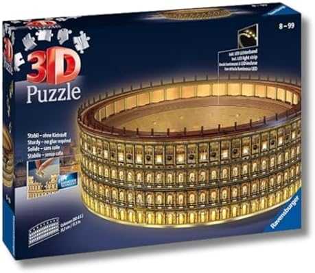 Ravensburger 3D dėlionė „Koliziejus naktį“ su šviesa, 262 det., nuo 8 m.