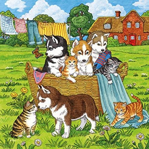 Ravensburger Dėlionė 3x49 vnt. - Mieli šunys ir katės