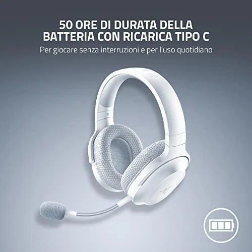 Belaidės žaidimų ausinės Razer Barracuda X Mercury, baltos spalvos