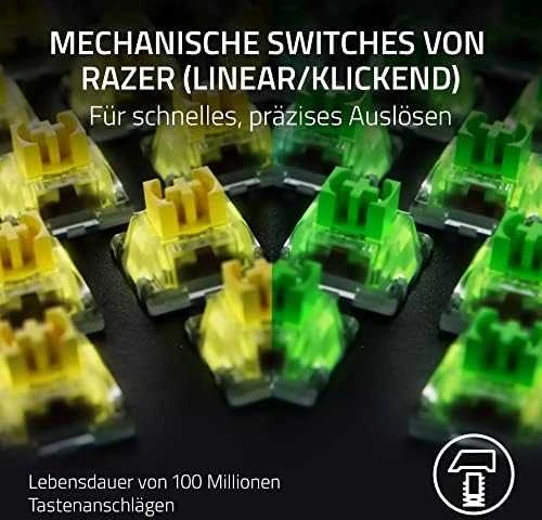 Razer BlackWidow V4 Pro Klaviatūra žaidimams, Žalias Switch, USB, DE išdėstymas