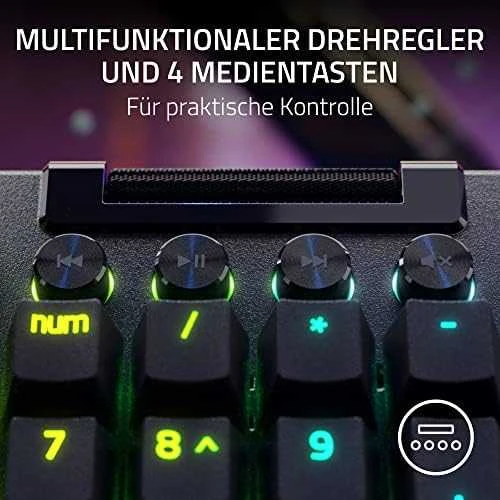 Razer BlackWidow V4 Pro Klaviatūra žaidimams, Žalias Switch, USB, DE išdėstymas