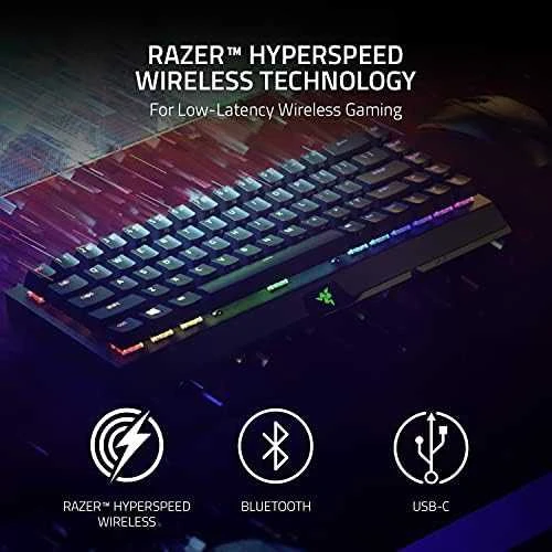 Belaidė 65% Klaviatūra Razer BlackWidow V3 Mini HyperSpeed su Razer Chroma RGB, Yellow Switch, Nordic išdėstymas